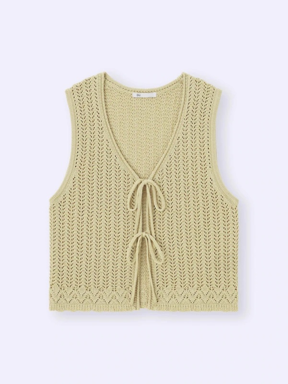 GU Lacy Stitch Knitted Vest In Green Size Large